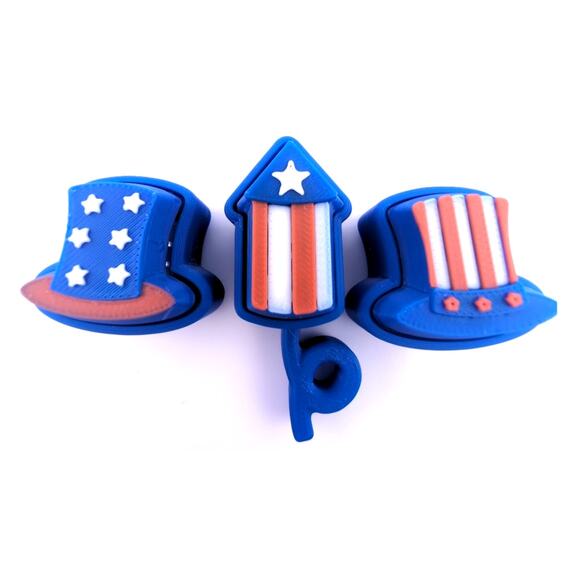 4th of July Fidget Clicker 3-pack patriotic hats and rocket‎ designs - Picture 1 of 4